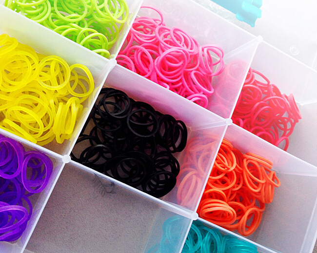 Rainbow loom bands.